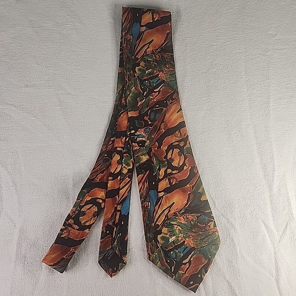 Necktie Scenario by Martin Wong Mens Vintage Silk Neck Tie Abstract 62" X 4" USA